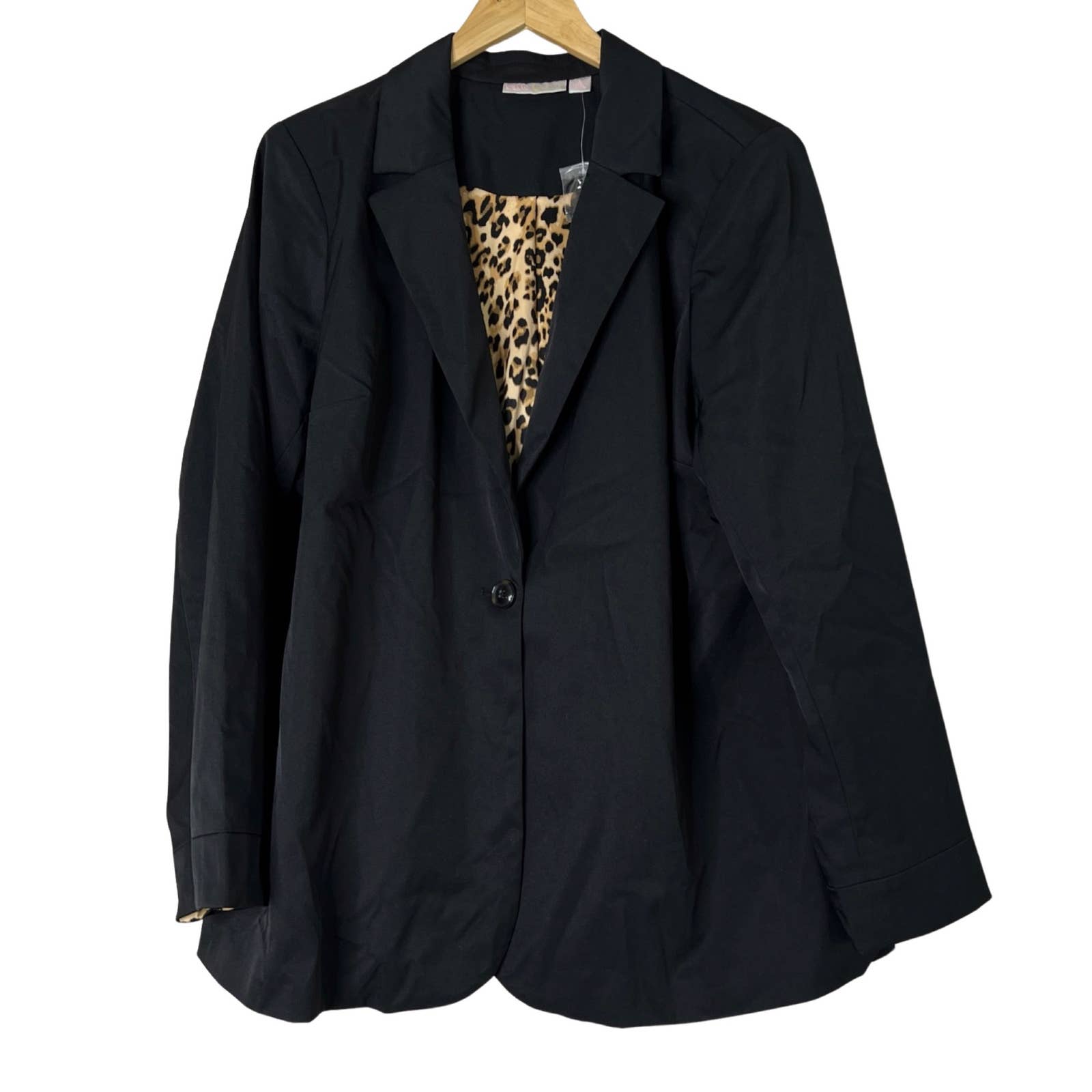 Belle By Kim Gravel Animal Pop Blazer Black L